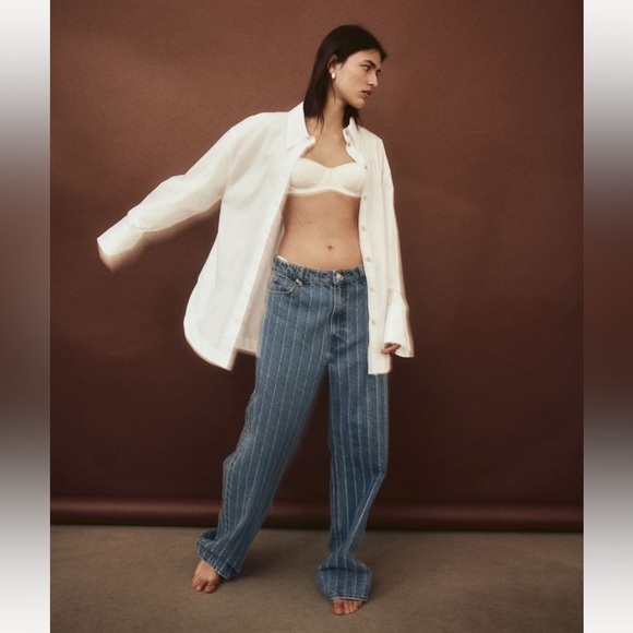 NWT H&M Creased Denim Pants - Size 2 - Picture 7 of 9